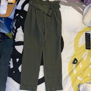 Olive green Belted Pants